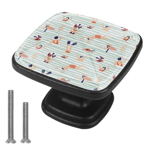 4 Pcs Cabinet Handle Drawer Pulls Summer Beach Knobs with Screws Square Furniture Office Cabinet Knob Decoration