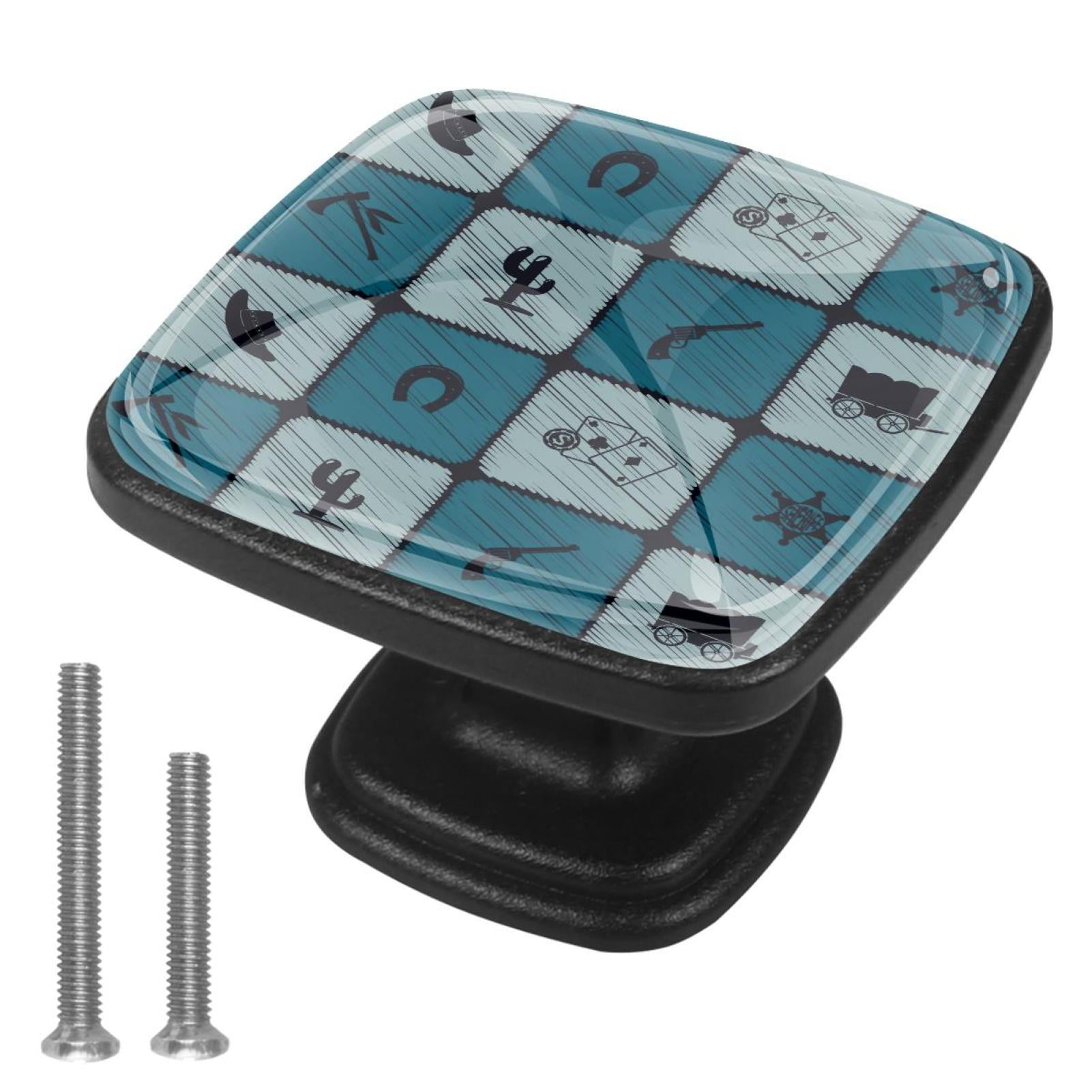 4 Pcs Cabinet Handle Drawer Pulls Texas Western Star Knobs with Screws Square Furniture Office Cabinet Knob Decoration