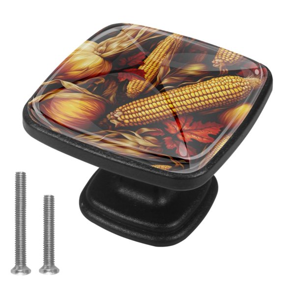 4 Pcs Cabinet Handle Drawer Pulls Thanksgiving Corn Knobs with Screws Square Furniture Office Cabinet Knob Decoration