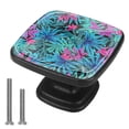 thumbnail image 1 of 4 Pcs Cabinet Handle Drawer Pulls Tropical Plant Blue Rosy Knobs with Screws Square Furniture Office Cabinet Knob Decoration, 1 of 7