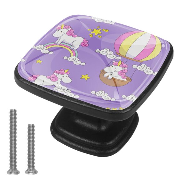 4 Pcs Cabinet Handle Drawer Pulls Unicorn Knobs with Screws Square Furniture Office Cabinet Knob Decoration