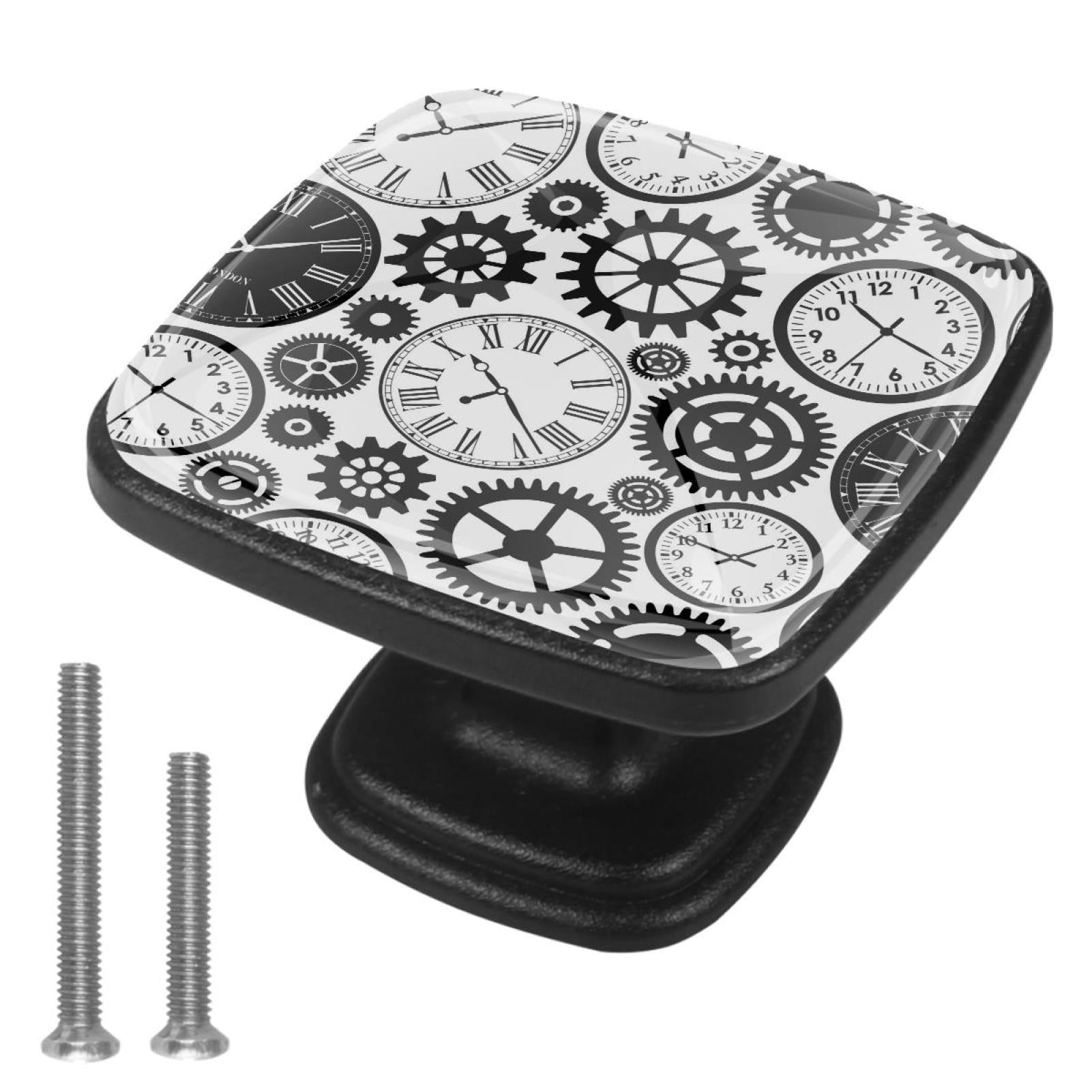 4 Pcs Cabinet Handle Drawer Pulls Vintage Clocks Knobs with Screws ...