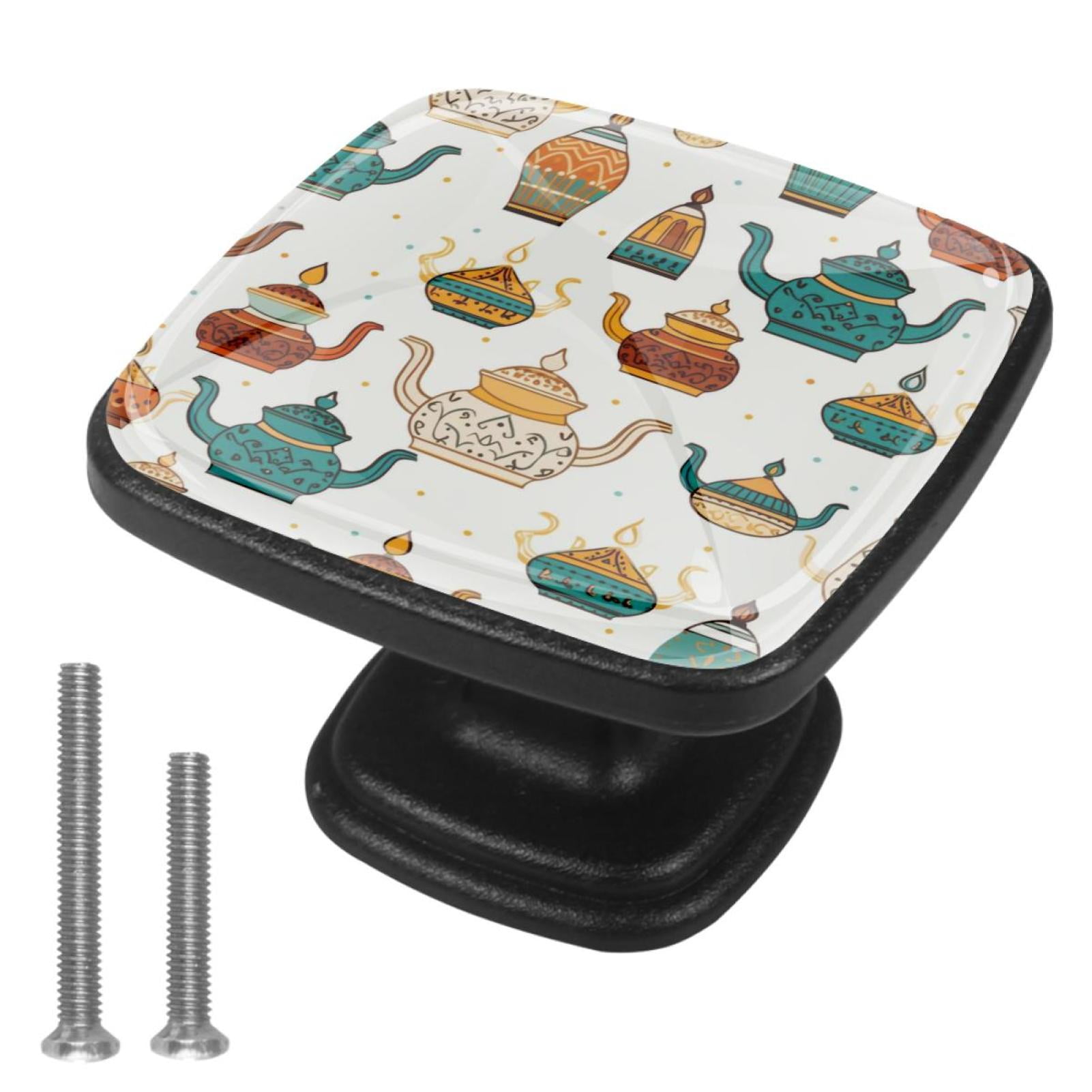 4 Pcs Handle Drawer Pulls Vintage Teapot Knobs with Screws