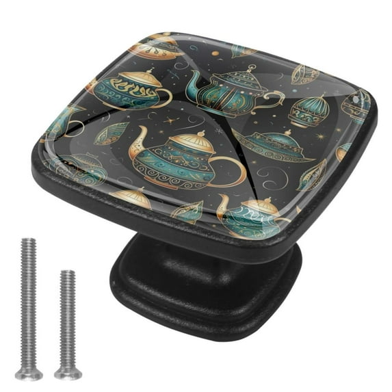 4 Pcs Cabinet Handle Drawer Pulls Vintage Teapot Knobs with Screws Square Furniture Office Cabinet Knob Decoration
