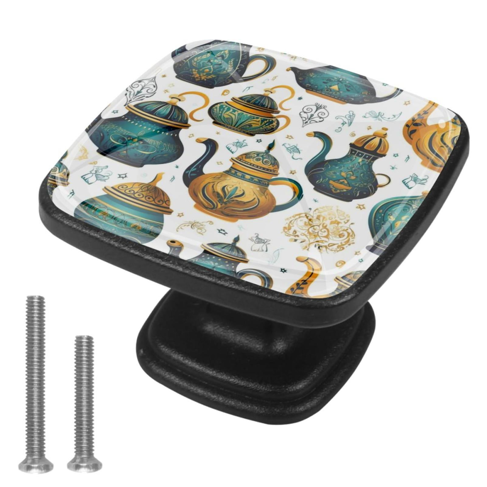 4 Pcs Handle Drawer Pulls Vintage Teapot Knobs with Screws