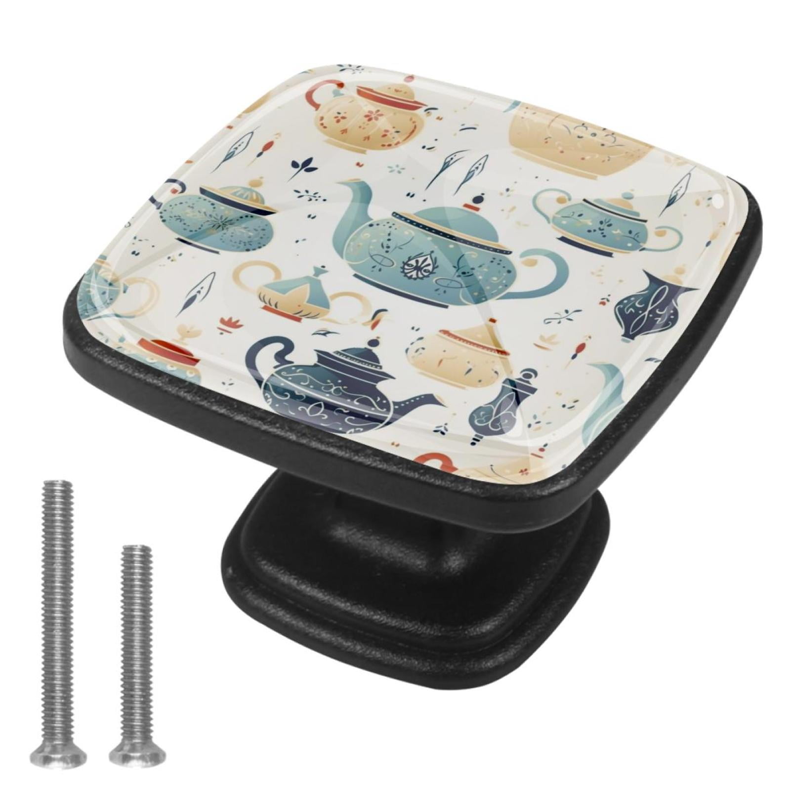 4 Pcs Handle Drawer Pulls Vintage Teapot Knobs with Screws