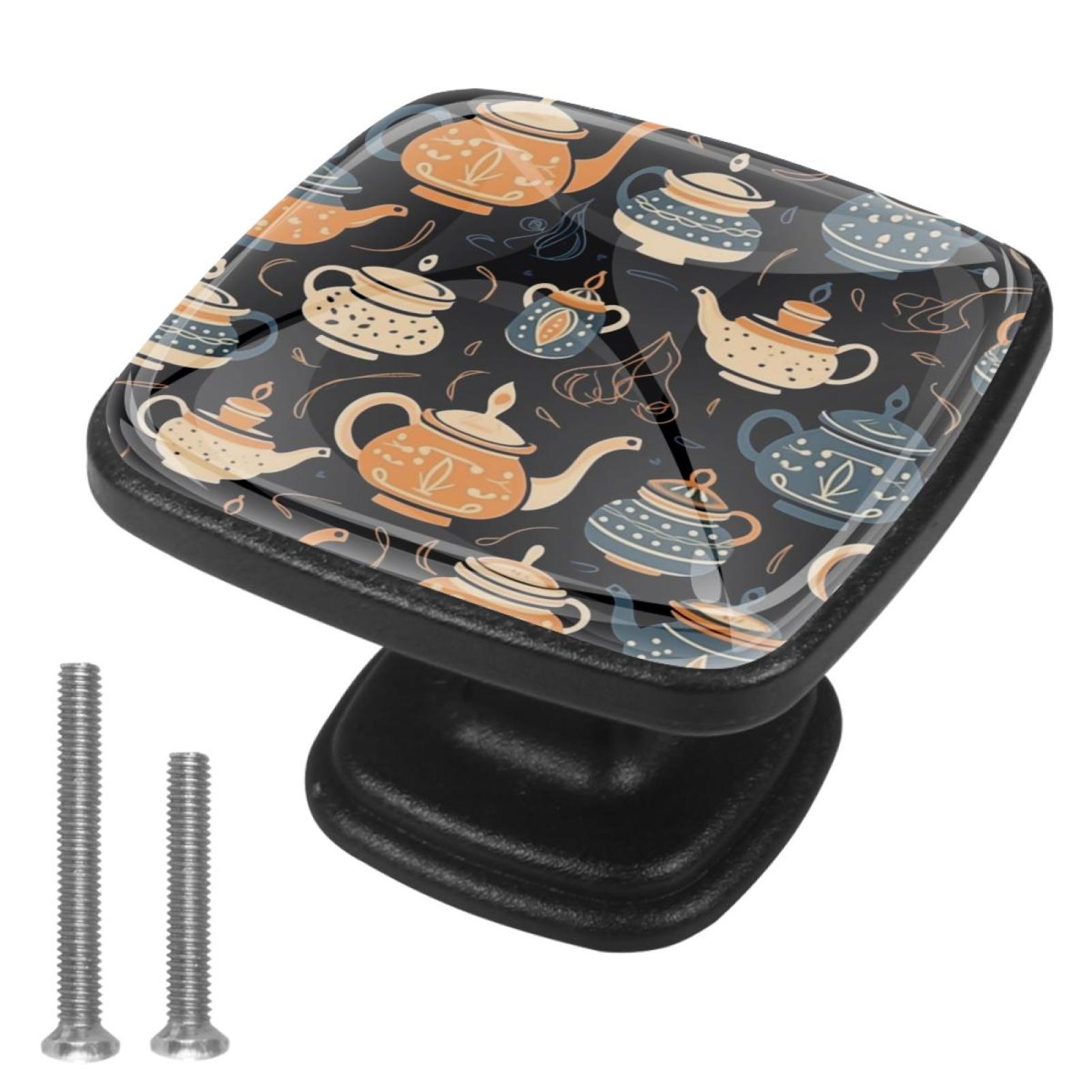 4 Pcs Handle Drawer Pulls Vintage Teapot Knobs with Screws