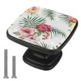 thumbnail image 1 of 4 Pcs Cabinet Handle Drawer Pulls Watercolor Tropical Floral Knobs with Screws Square Furniture Office Cabinet Knob Decoration, 1 of 5