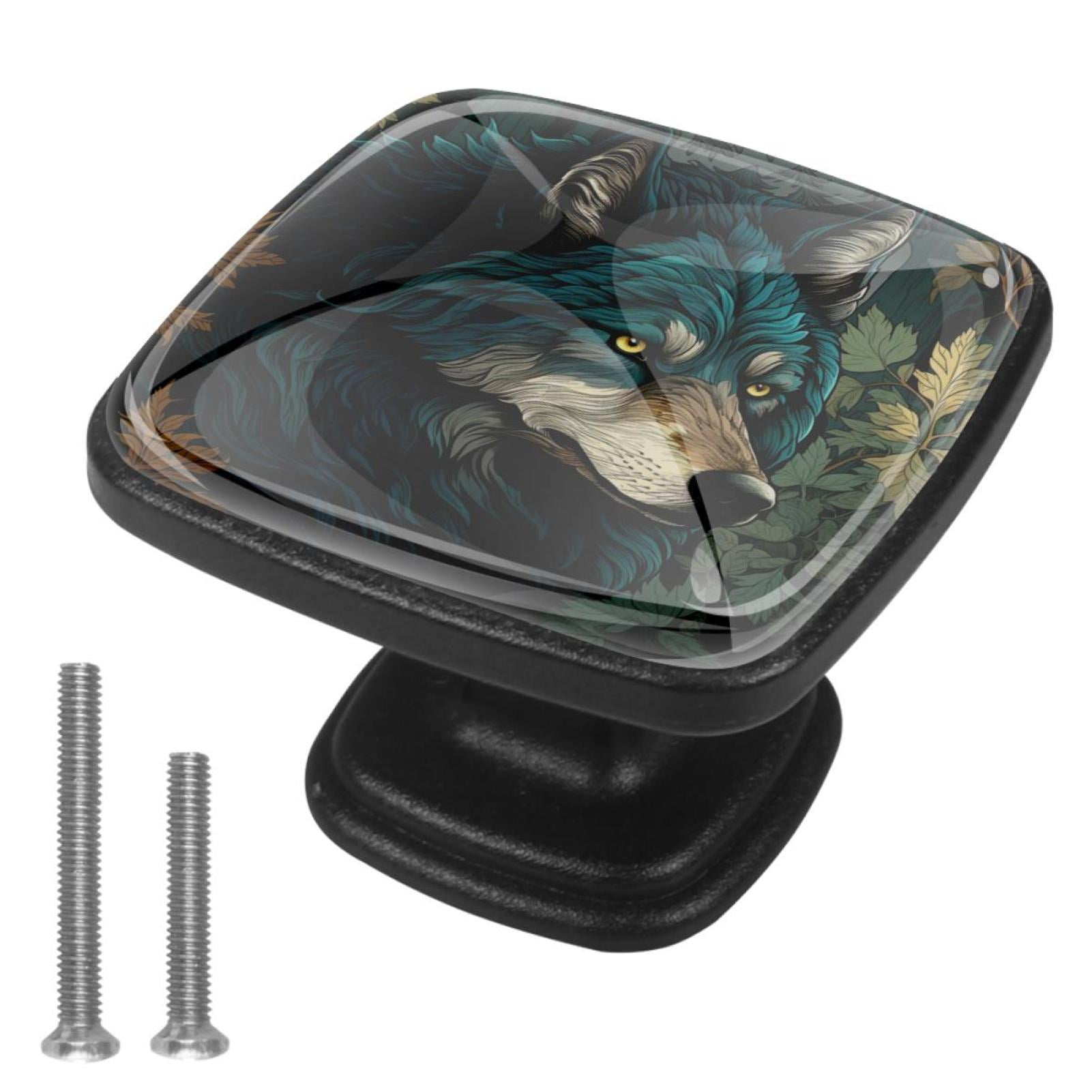 4 Pcs Cabinet Handle Drawer Pulls Wolf Knobs with Screws Square ...