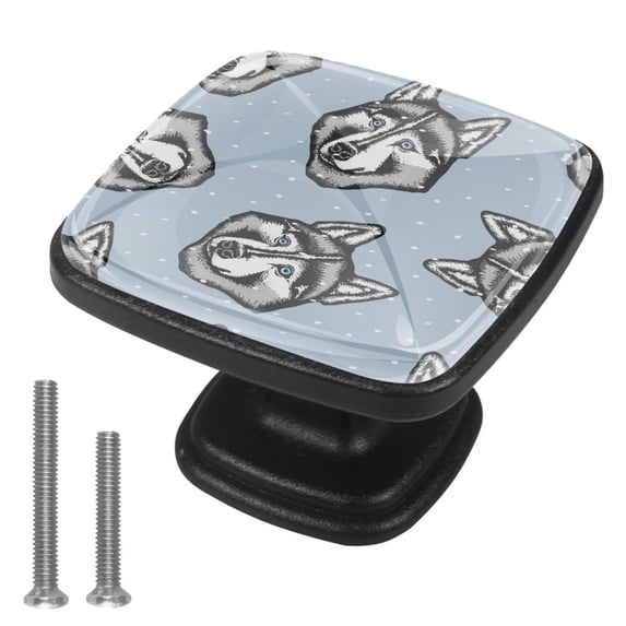 4 Pcs Cabinet Handle Drawer Pulls Wolf Knobs with Screws Square Furniture Office Cabinet Knob Decoration