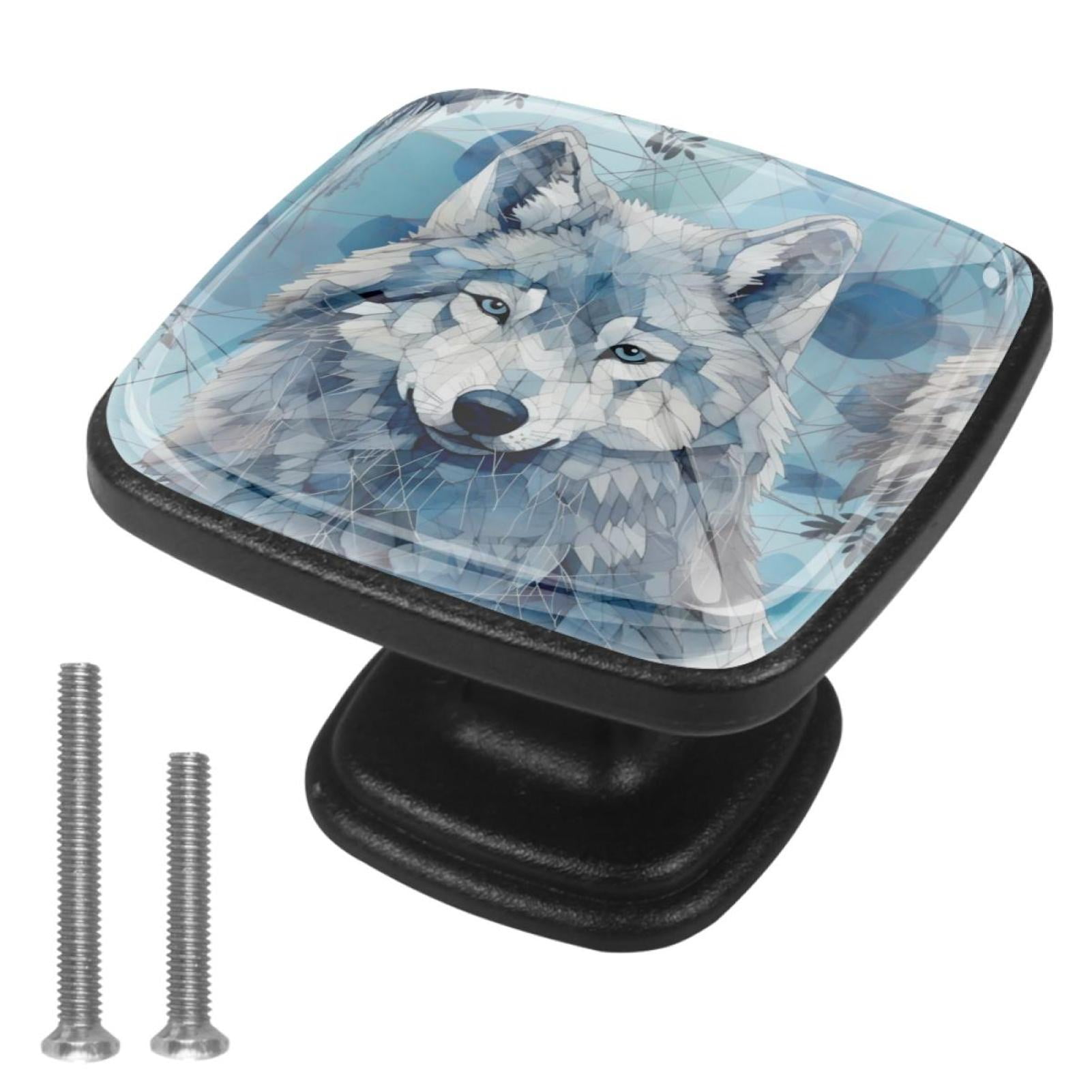 4 Pcs Cabinet Handle Drawer Pulls Wolf Knobs with Screws Square ...