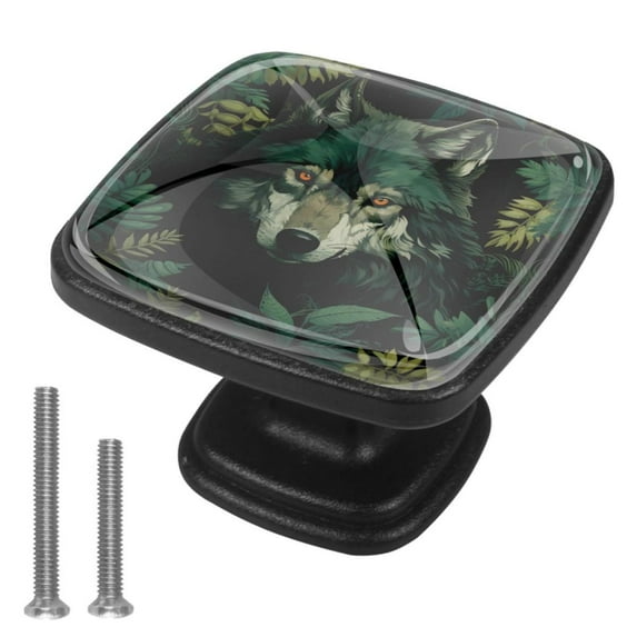 4 Pcs Cabinet Handle Drawer Pulls Wolf Knobs with Screws Square Furniture Office Cabinet Knob Decoration