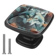 thumbnail image 1 of 4 Pcs Cabinet Handle Drawer Pulls Wolf Knobs with Screws Square Furniture Office Cabinet Knob Decoration, 1 of 7