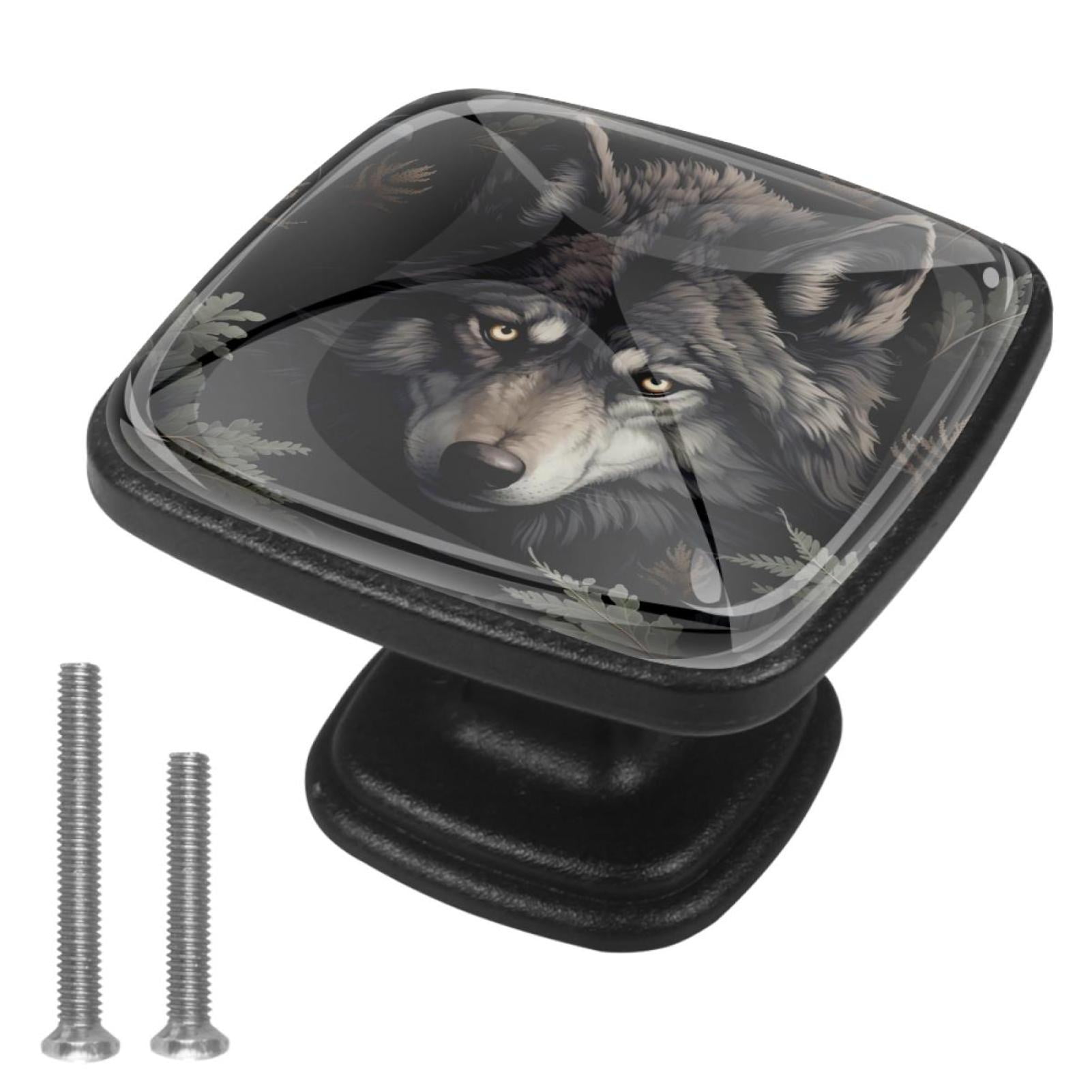 4 Pcs Cabinet Handle Drawer Pulls Wolf Knobs with Screws Square ...