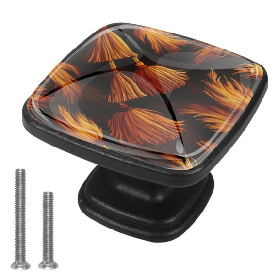 4 Pcs Cabinet Handle Drawer Pulls halloween broom Knobs with Screws Square Furniture Office Cabinet Knob Decoration