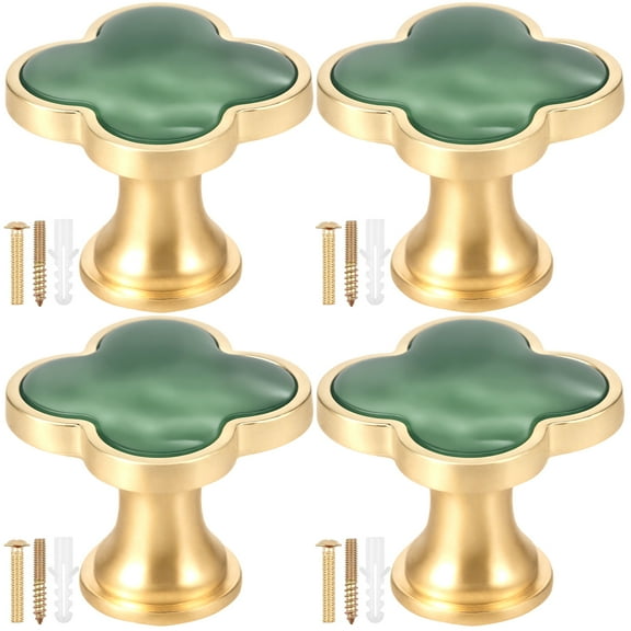 4 Pcs Cabinet Knobs Zinc Alloy Dresser Knobs Elegant Clover Drawer Knobs and Pulls Multifunctional Decorative Wall Hooks Cabinet Pulls with Vintage for Closet Bookcase Furniture Wardrobe
