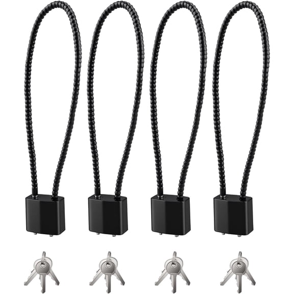 4 Pcs Cable Locks with Keys, Bike Locks, 15 Inch Heavy Duty Keyed Wire Lock Cable with Keys, for Indoor Outdoor Bike Bicycle Helmet Cabinet Fence Gate Lock(Black)