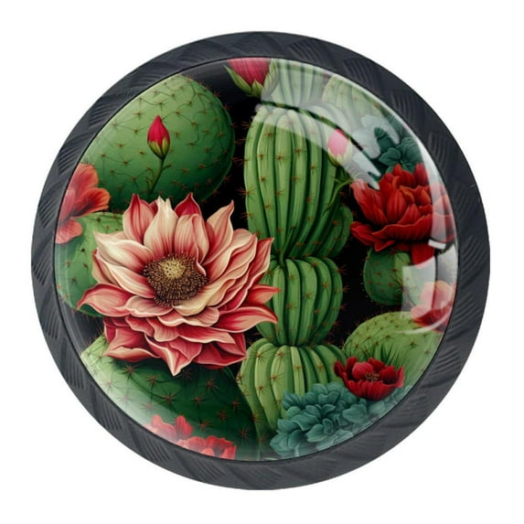 4 Pcs Cactus Knobs for Kitchen Cabinet Cupboard Dresser Bookcase Drawer Pulls Handles Round Home Decor