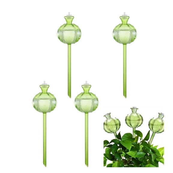 4 Pcs Cactus Shaped Automatic Watering Devices, Plastic Self Watering Spikes Globes, Battery Free Drip Irrigation System, Indoor Houseplant Care Tool, Green Garden Decorative Stakes