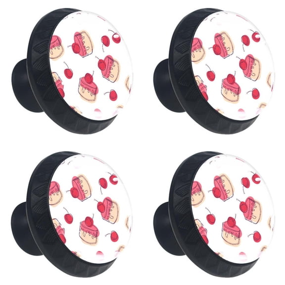 4 Pcs Cake Cherry Knobs for Kitchen Cabinet Cupboard Dresser Bookcase Drawer Pulls Handles Round Home Decor