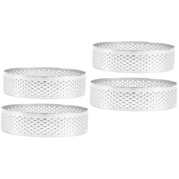 FUEENIRVA Non-Stick Baking Rings, Plated Silver Stainless Steel, for Home Baking, 4Pcs
