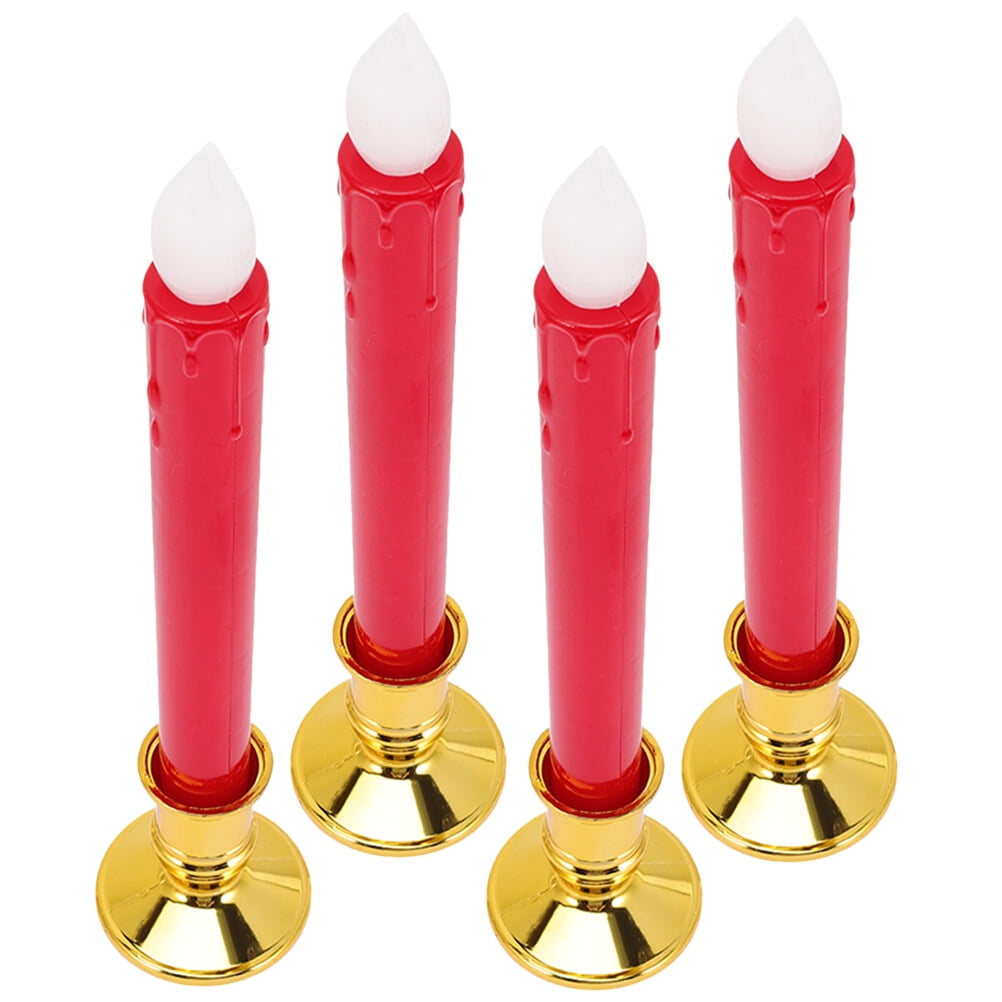 4 Pcs Candle Holders Taper Candle Wedding LED Candles Flameless