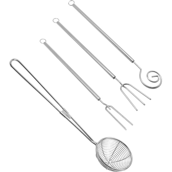 4 Pcs Candy Dipping Tools Kit, Chocolate Dipping Kit for Handmade Chocolates Handmade tools for Dessert (3-head Fork, 2-head Fork, Circle Fork, Skimmer)