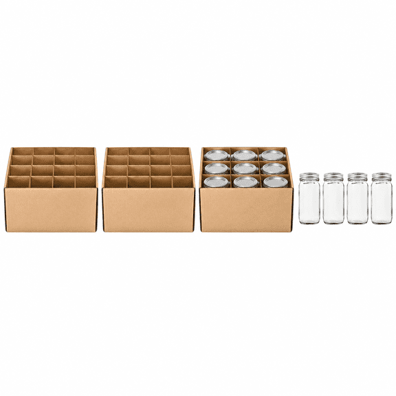 4 Pcs Canning Jar Storage Boxes, Fits 32 oz Jars Regular or Wide Mouth Canning Jar Storage, 12 Cells Mason Jar Storage Boxes, Mason Jar Organizer for Storage & Moving