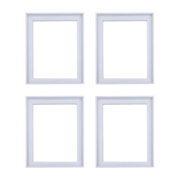 4 Pcs Canvas Floater Frame, 11.8 x 15.7 in / 30 x 40 cm White Wood Grain Picture Frame, Modern L-Shaped Thin Edge Design, Suitable for Canvas Paintings, Rhinestone Art, and Numbered Oil Paintings