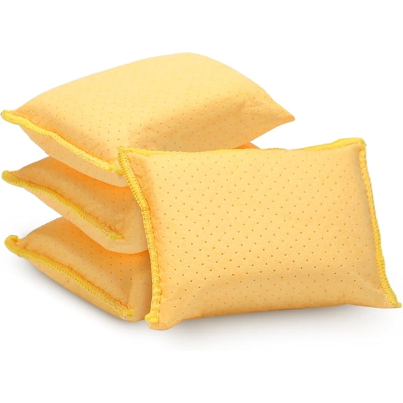 4 Pcs Car Windshield Cleaner and Defogger Window Glass Defogger Yellow Chamois Sponge Car Wash Equipment Tool for Windshield Interior Cleaning