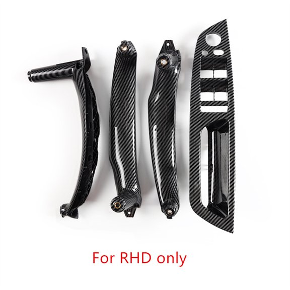 4 Pcs Carbon Fiber Style Window Switch Panel Interior Door Pull Handle Kit For BMW X5 X6 E70 E71 RHD Only