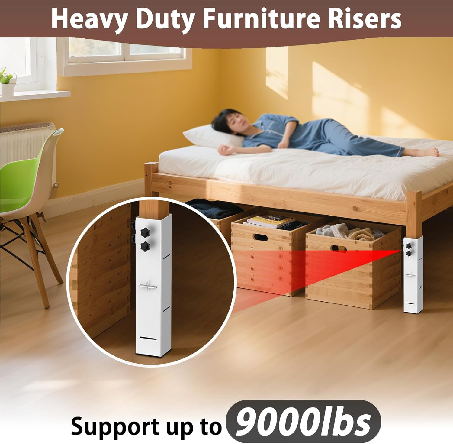 4 Pcs Carbon Steel Dorm Bed Risers 3.15