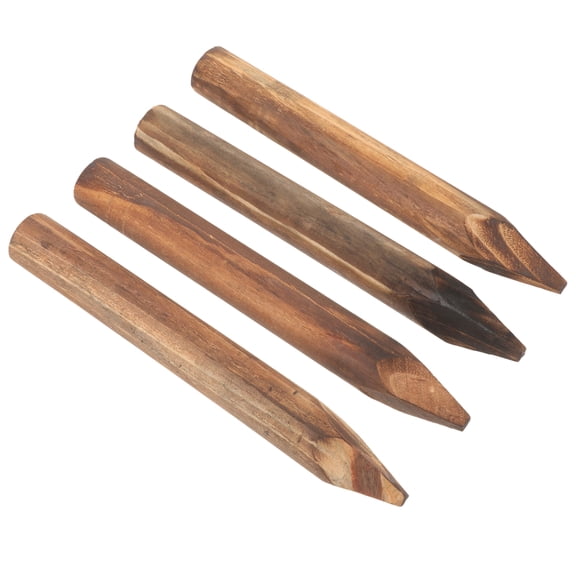 4 Pcs Carbonized Anti-corrosion Wood Tree Fence Courtyard Garden Fixed Wooden Stake Accessories 4pcs (30cm Round Stick) Decor Small Decorate The