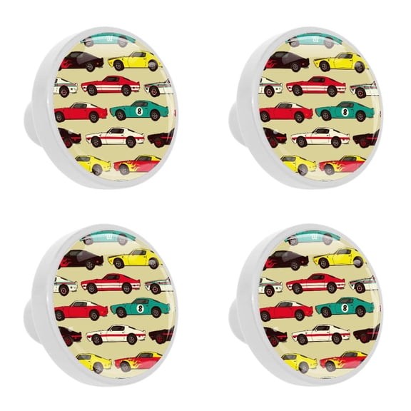 4 Pcs Cars Knobs for Kitchen Cabinet Cupboard Dresser Bookcase Drawer Pulls Handles Round Home Decor