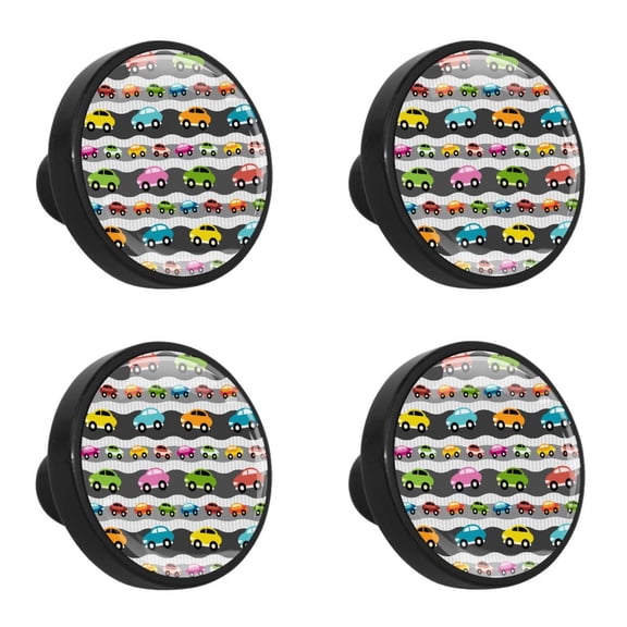 4 Pcs Cars Pattern Knobs for Kitchen Cabinet Cupboard Dresser Bookcase Drawer Pulls Handles Round Home Decor