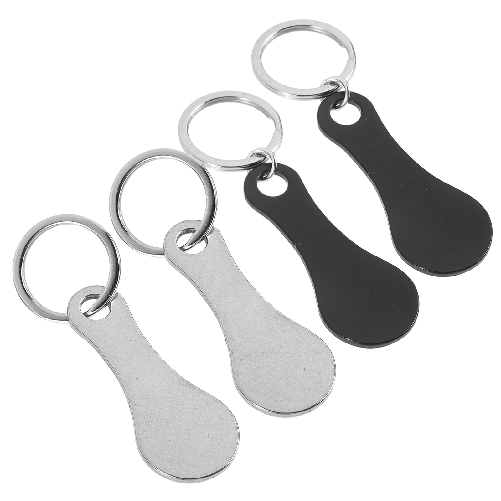 4 Pcs Cart Token Key Fob Ring Metal Rings Small Trolley Tokens Grocery