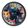 thumbnail image 1 of 4 Pcs Cartoon Cat Knobs for Kitchen Cabinet Cupboard Dresser Bookcase Drawer Pulls Handles Round Home Decor, 1 of 8