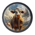 thumbnail image 1 of 4 Pcs Cartoon Cow Knobs for Kitchen Cabinet Cupboard Dresser Bookcase Drawer Pulls Handles Round Home Decor, 1 of 8