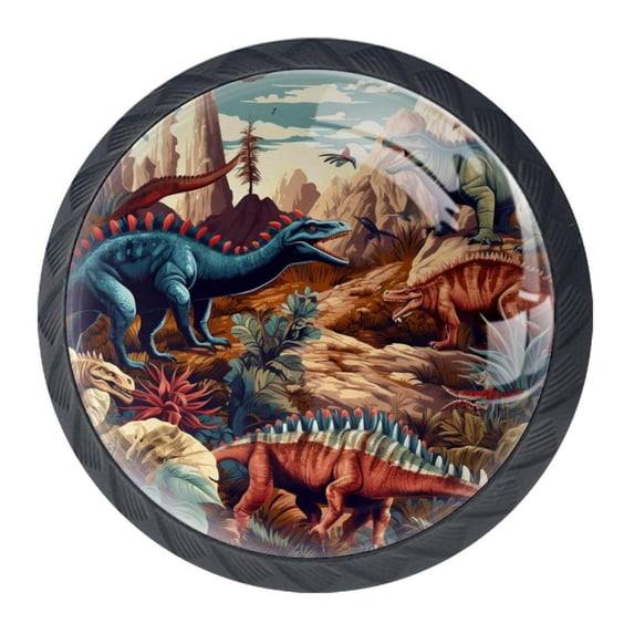 4 Pcs Cartoon Dinosaur Knobs for Kitchen Cabinet Cupboard Dresser Bookcase Drawer Pulls Handles Round Home Decor