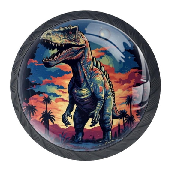4 Pcs Cartoon Dinosaur Knobs for Kitchen Cabinet Cupboard Dresser Bookcase Drawer Pulls Handles Round Home Decor