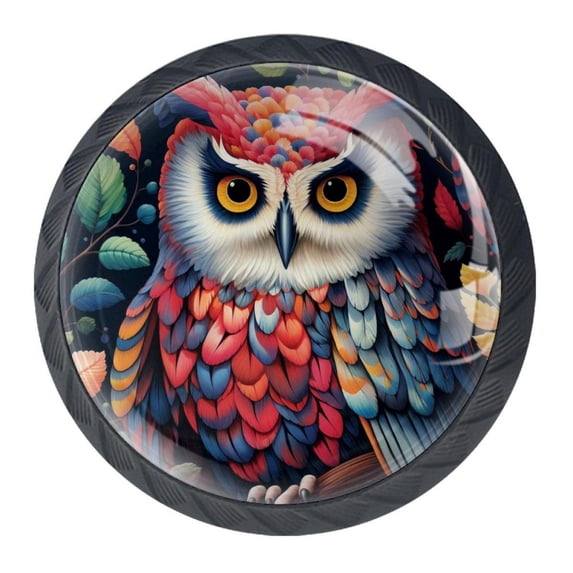 4 Pcs Cartoon Owl Knobs for Kitchen Cabinet Cupboard Dresser Bookcase Drawer Pulls Handles Round Home Decor