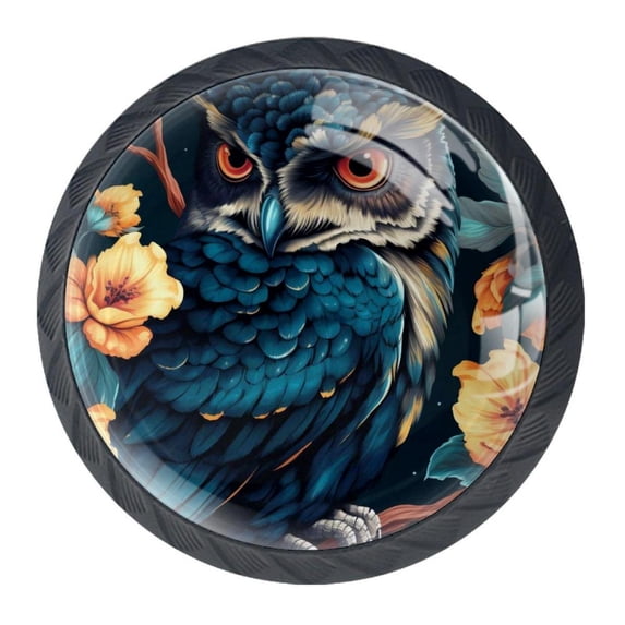 4 Pcs Cartoon Owl Knobs for Kitchen Cabinet Cupboard Dresser Bookcase Drawer Pulls Handles Round Home Decor