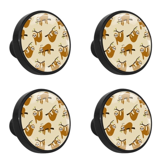 4 Pcs Cartoon Sloth Knobs for Kitchen Cabinet Cupboard Dresser Bookcase Drawer Pulls Handles Round Home Decor