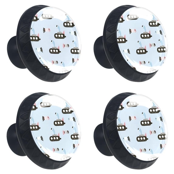 4 Pcs Cartoon Submarine Knobs for Kitchen Cabinet Cupboard Dresser Bookcase Drawer Pulls Handles Round Home Decor