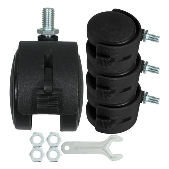 4pcs Rubber Swivel Caster Wheels with Brakes for Furniture Cart and Baby Bed Universal Replacement