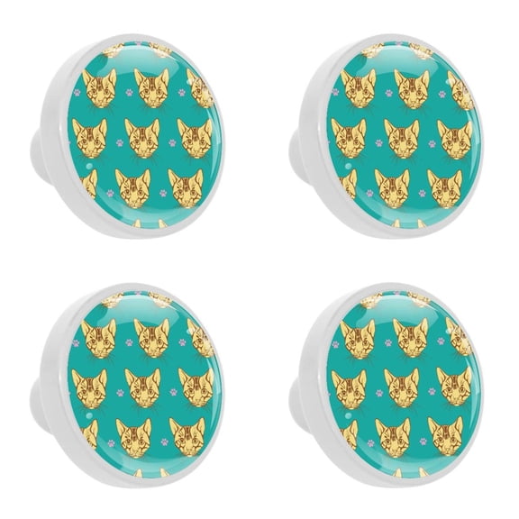 4 Pcs Cat Knobs for Kitchen Cabinet Cupboard Dresser Bookcase Drawer Pulls Handles Round Home Decor