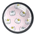 thumbnail image 1 of 4 Pcs Cat Princess Pink Knobs for Kitchen Cabinet Cupboard Dresser Bookcase Drawer Pulls Handles Round Home Decor, 1 of 8