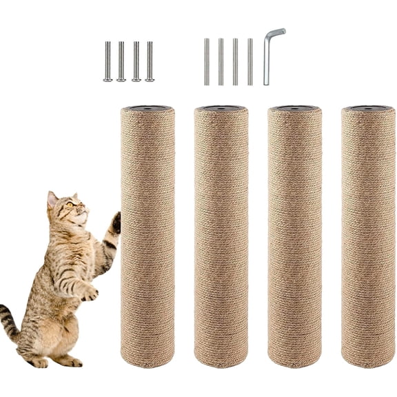 4 Pcs Cat Scratching Post Replacement for Indoor 15.7 x 3.1 Inches Cats Tree Replacement Parts Natural Jute Pole Part Cat Scratch Posts Refill with M8 Screws Spare Cat Furniture Accessories