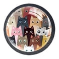 thumbnail image 1 of 4 Pcs Cats Grey Yellow Knobs for Kitchen Cabinet Cupboard Dresser Bookcase Drawer Pulls Handles Round Home Decor, 1 of 8