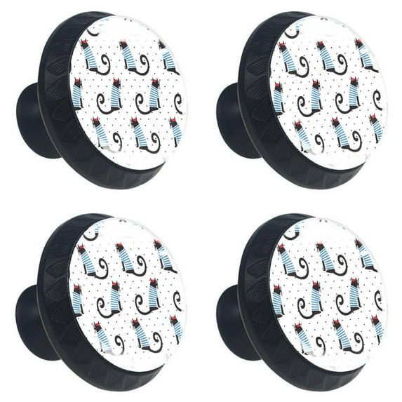 4 Pcs Cats Kitten Dots Knobs for Kitchen Cabinet Cupboard Dresser Bookcase Drawer Pulls Handles Round Home Decor
